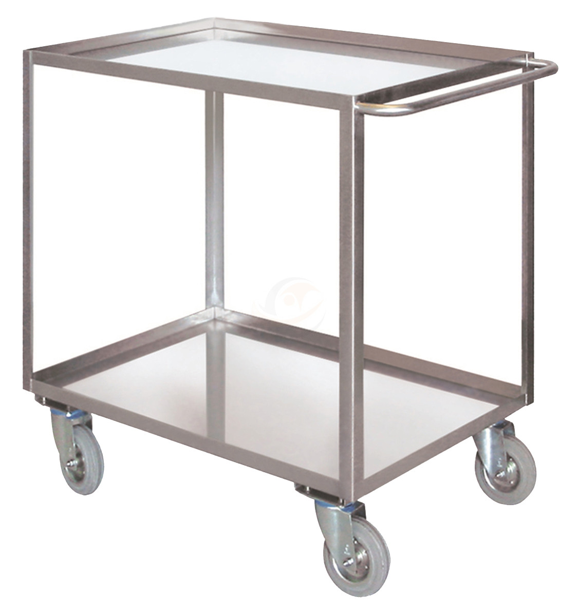 Portatutto Medio a 2 piani con bordo di contenimento in acciaio inox AISI 304 con ruote girevoli con freno