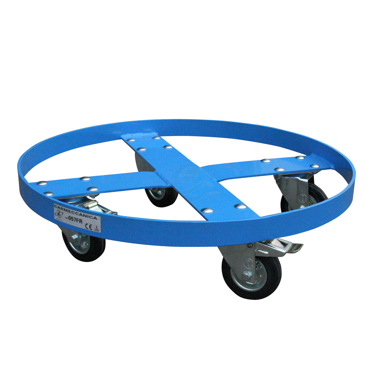 Base carrellata con doppio freno per fusti Ø 600