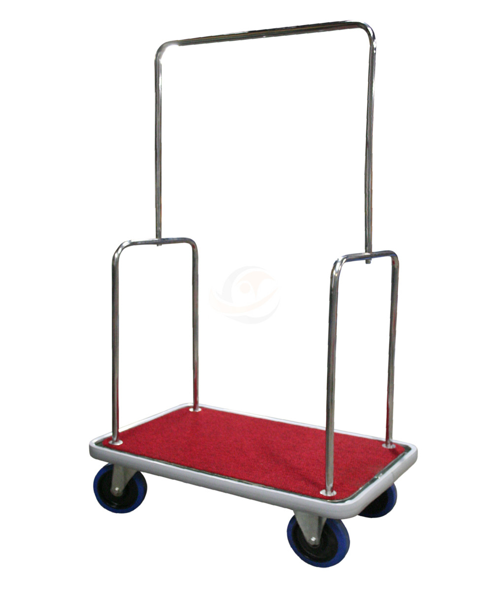 Carrello portabagagli in acciaio inox piano rivestito in moquette ross