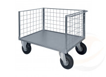 Pianale a 3 sponde in rete con 4 ruote girevoli antiforatura