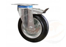 Ruota gomma nera girevole freno