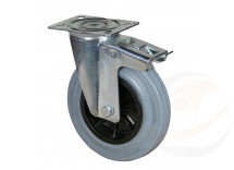 Ruota ø200x50 Gomma Antimacchia - Supporto Rotante con Freno