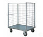 Pianale zincato a 3 sponde, 4 ruote girevoli di cui 2 con freno