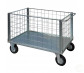 Pianale a 4 sponde in rete verniciato, 4 ruote girevoli